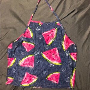 Watermelon halter crop top